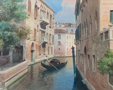 Eugenio Benvenuti - Gondola nel canale, Venezia
